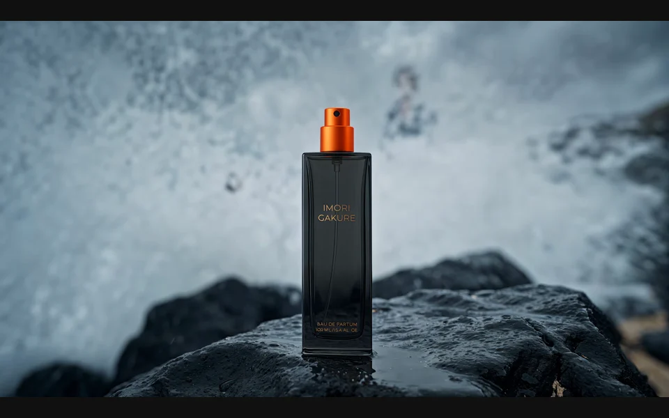 A fragrance film built around the contrast between a dark bottle, open water and a rugged coastline. Texture, movement and atmosphere carry the product story.